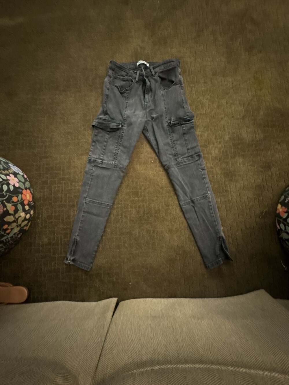 Zara Men's Gray Cargo Denim Skinny Jeans Size USA 32